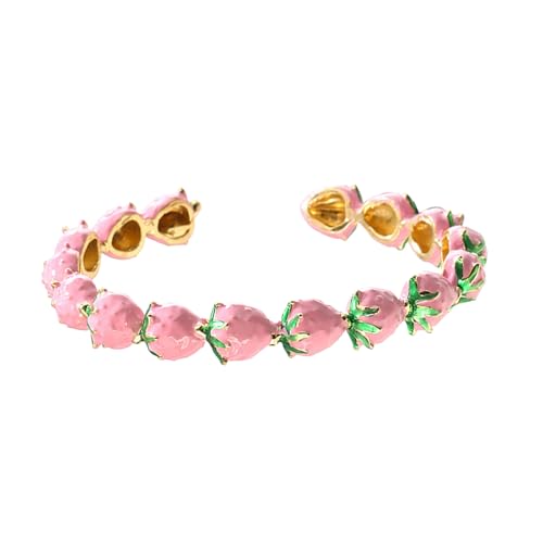 Trendy Strawberry Theme Armband Delikates Detail Vielseitiger Schmuck Handgelenk Accessoire Ideal Für Lässige Ausflüge Geschenke Verspielte Strawberry Copper Armband von alloneslife