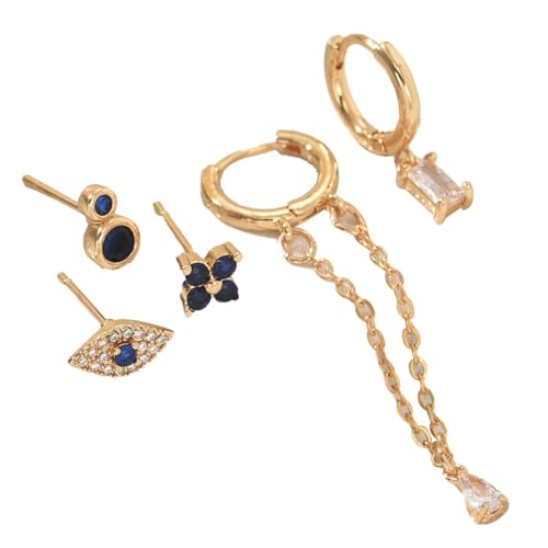 Zeitgenössische Minimale Ohrringe Set 5pcs Glitzernde Synthetische Steine ​​Metall Basis Lässig Bis Formelle Stile Einfache Stollen Ohrringe Für Frauen von alloneslife