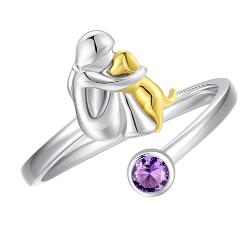 alloneslife Comfort Fit Herzringe Mit Mädchen Und Hundendesigns Elektroplattiertes Finish Sorgen Für Einen Verstellbaren Juwely Für Zeit. von alloneslife