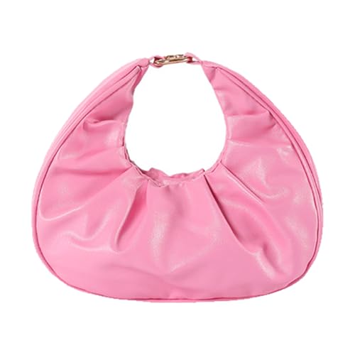 alloneslife Damen Casual Top Griff Tasche Weich PU Leder Abendtasche Plissee Design Handtasche Funktionsfach Trendiges Accessoire Trendy Handtasche, D, One Size von alloneslife