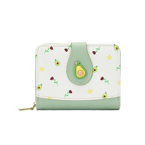 alloneslife Damen PU Leder Bifold Wallet Compact Kreditkartenhalter Geldbörse mit Münzfach Reise Geld Tasche Bifold Clutch Geldbörse, grün, Mass Beauty von alloneslife