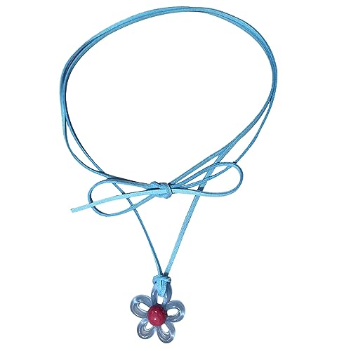 alloneslife Elegante Halskette mit Blumenmuster, Bohemienblüten-Halskette, buntes Blumenhalsband, hohler Blumenanhänger, Schlüsselbeinkette von alloneslife