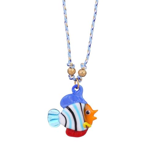 alloneslife Elegante Halskette mit Fisch-Anhänger, verstellbare Kette, Glas-Charm-Halskette, modisches Accessoire, Geschenk für Frauen von alloneslife