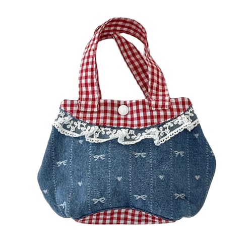 alloneslife Eleganter Spitzenakzent Top Tasche Vintage Inspirierte Karierte Designs Handtasche Geräumiger Abteil von alloneslife