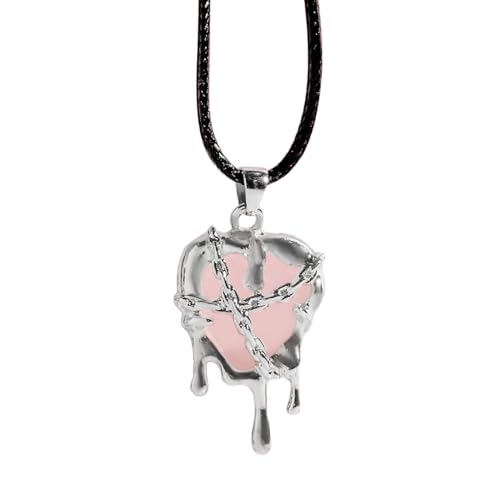 alloneslife Gothic Punk Crystal Heart Halskette Vintage Hohle Liebe Anhänger Halsketten Für Frauen Schlüsselbein Kette Luxus Party Schmuck Kristall Herz Halskette Für Mädchen von alloneslife