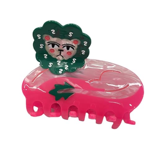 alloneslife Haarspangen, Haarspangen für Damen, bunte Haarspange aus Acetat, mit Tier- und geometrischem Muster, Reise-Haarschmuck für Damen (rosa Löwe) von alloneslife