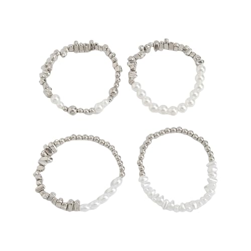 alloneslife Hip Hop Styles Crosses Pendant Perlen Armband Set Mit Nachahmungsperlen Für Schicht Stapelbare Schmuck Geschenke Perlen Perlenarmband Set von alloneslife