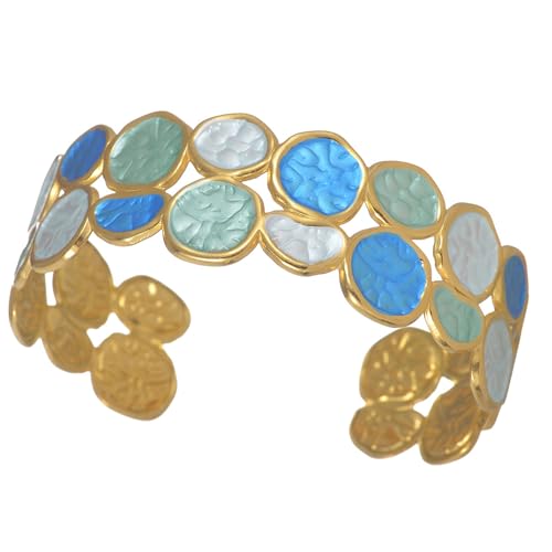 alloneslife Künstlerische Bemalte Verstellbare Manschetten Flexible Edelstahl Accessoire Für Frauen & Männer Outfits Künstlerisches Schmuck Geschenk Für Schwestern Liebhaber von alloneslife