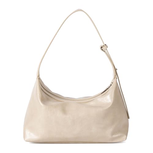 alloneslife Moderne gewachste PU-Umhängetasche, leichte Unterarm-Geldbörse, Mehrzweck-Handtasche mit strukturiertem Innendesign, kompakt, organisierte Damen-Geldbörse, aprikose, One Size von alloneslife