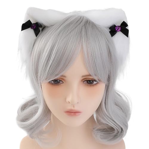 alloneslife Ohr-Stirnband, Haarband, Plüsch-Katzenohr-Stirnbänder mit Teufelsauge, Schleife, Katzenohren, Stirnbänder für Anime-Themenveranstaltungen, Halloween, für Mädchen (weiß-violette Augen) alloneslife Ohr-Stirnband, Haarband, Plüsch-Katzenohr-Stirnbänder mit Teufelsauge, Schleife, Katzenohren, Stirnbänder für Anime-Themenveranstaltungen, Halloween, für Mädchen (weiß-violette Augen) von alloneslife