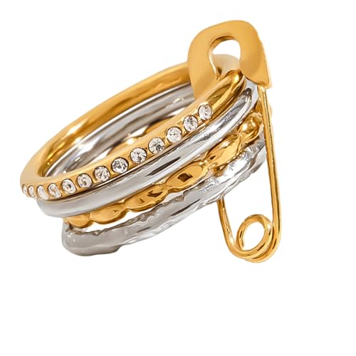alloneslife Stapelbare Edelstahlringe Moderne Minimalisten Entwerfen Tragbare Für Ihre Stapelbaren Ringe Frauen Ein Verstellbares Geschenk Tägliche Wear 3 Stile. von alloneslife