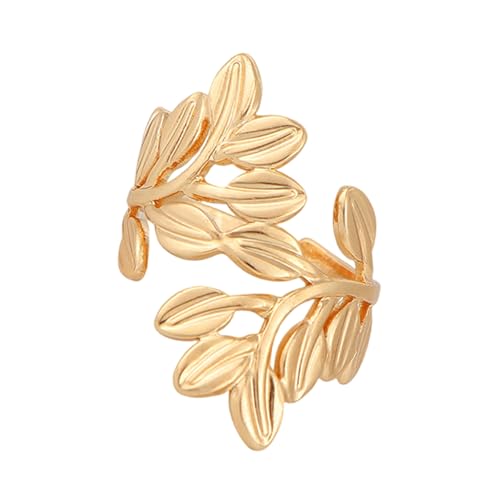 alloneslife Stilvolle Blattgoldringe Edelstahl Verstellbares Design Leichter Robuster Schmuck Für Empfindliche Haut Empfindliche Hautfreundliche Schmuck von alloneslife