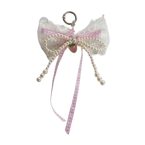 alloneslife Sweet Ribbon Bowknot Pearls Schlüsselbund Charme Mode Key Accessoire Niedlichkeitstasche Charme Für Schlüssel Und Taschen Geeignet von alloneslife