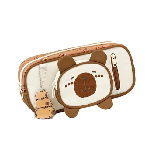 alloneslife Tier-Federmäppchen, schöne Stifthalter, Bleistift-Box, große Kapazität, Stifte-Tasche, Schulbedarf, schöne große Kapazität, Capybara-Ästhetik, a von alloneslife