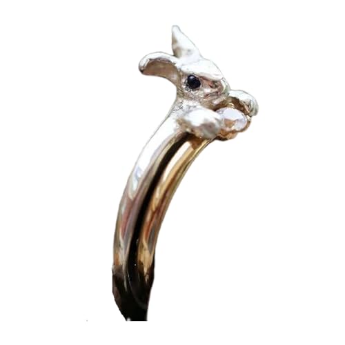 alloneslife Wunderliche Kaninchen Motive Schmuck Für Mädchen Teenager Jugendliche Verstellbare Stapelringe Geschenk Bereitverpackung Raffinierter Kaninchenring Design von alloneslife