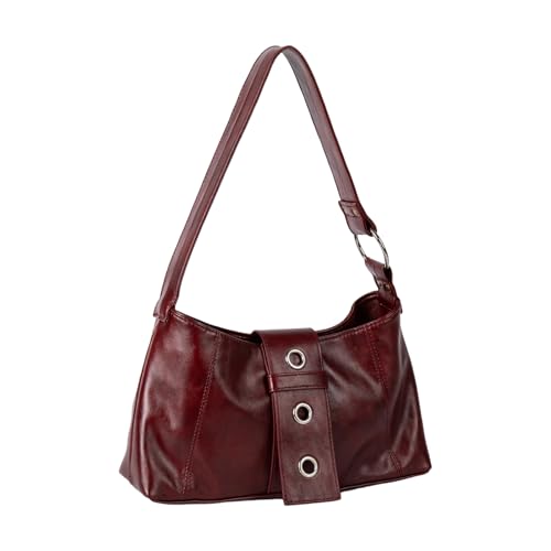 alloneslife Zeitgenössische Gewachste PU Leder Umhängetasche Geräumige Innenwässerende PU Unterarmtasche Für Den Täglichen Gebrauch Moderner Retro Unterarm Beutel Mit Metalldetails von alloneslife