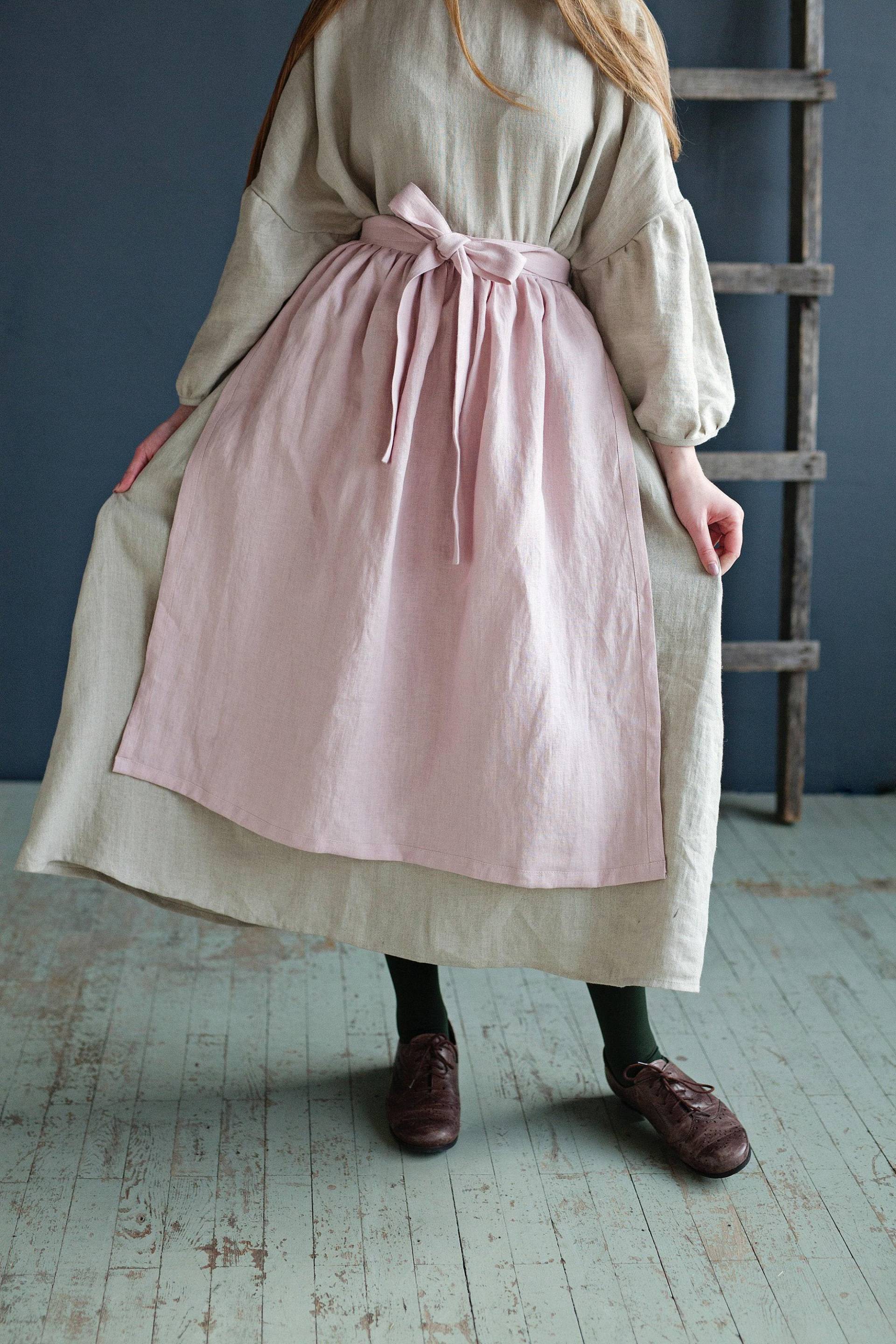 Baby Rosa Leinen Schürze Cottagecore Küchen Rock von allthebeautifullinen