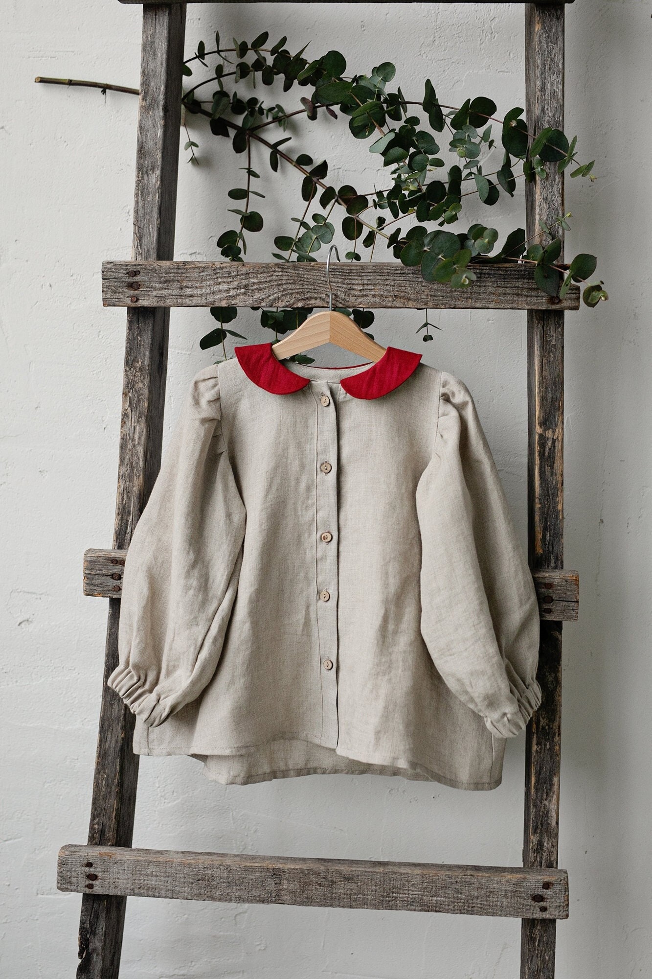 Christmas Natural Limited Edition Tunika Kleid, Leinen Button Down Kleid Für Mädchen, Leinenhemd Kinder von allthebeautifullinen