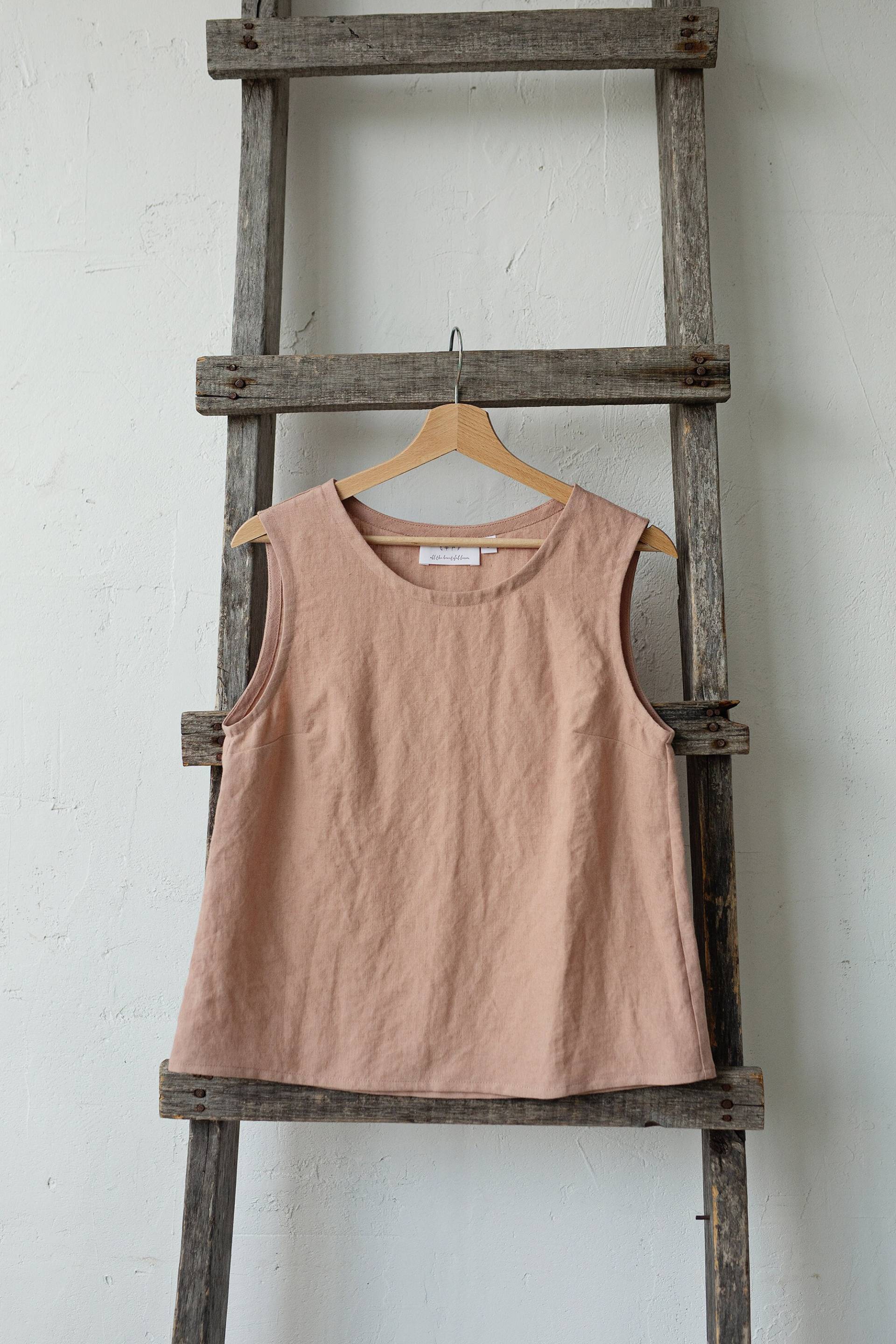 Dusty Rose Ärmelloses Top, Leinenhemd, Leinenbluse, A-Linien-stil Shirt, Ärmellose Leinenhemd Für Frauen von allthebeautifullinen