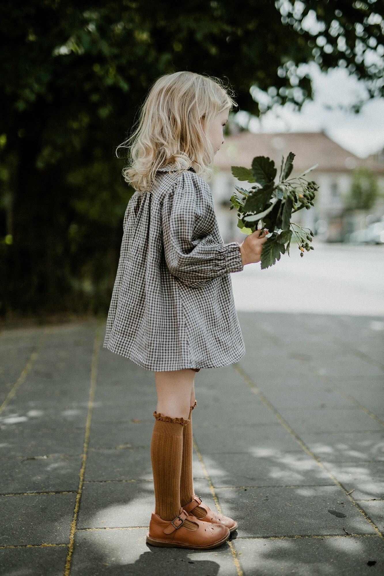 Graues Gingham Tunika Kleid, Leinen Verschiedene Stickereien, Peter Pan Kragen Button Down Kleid Für Mädchen, Shirt Kinder von allthebeautifullinen