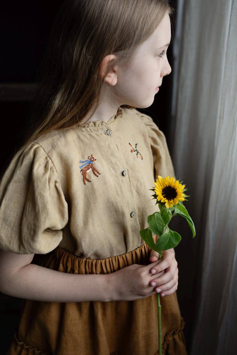 Hay Ruffle Candy Shirt Leinen Girl Tunika von allthebeautifullinen