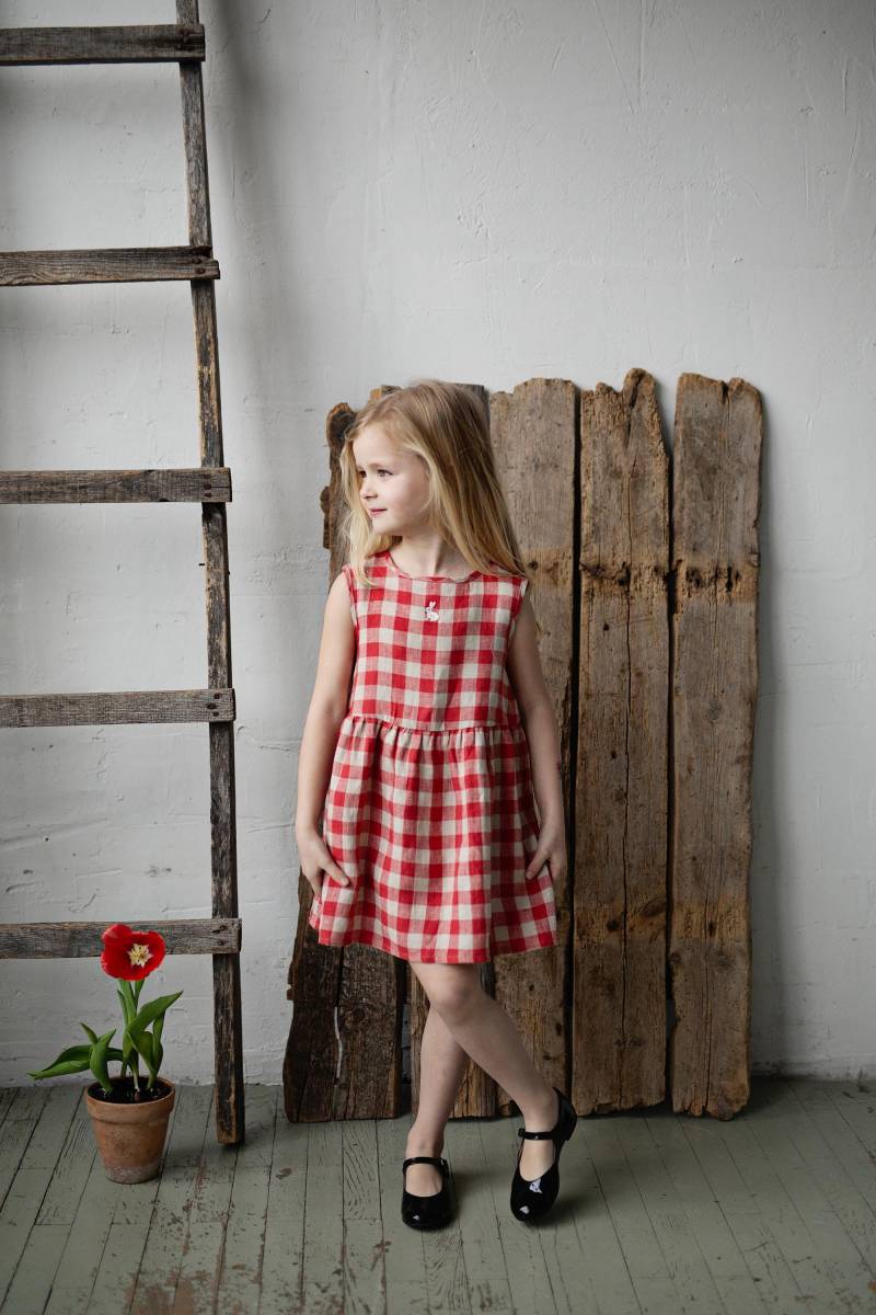 Leinen Smok Kleid Besticktes Ärmelloses Sommerkleid von allthebeautifullinen