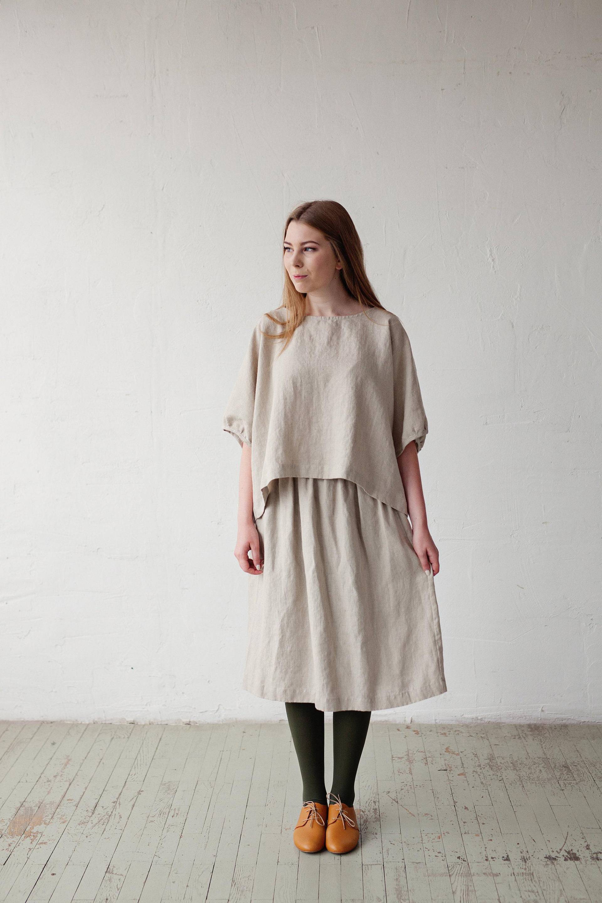 Natürliche Leinen Tunika Übergroßer Kimono-stil, Plus Größe von allthebeautifullinen