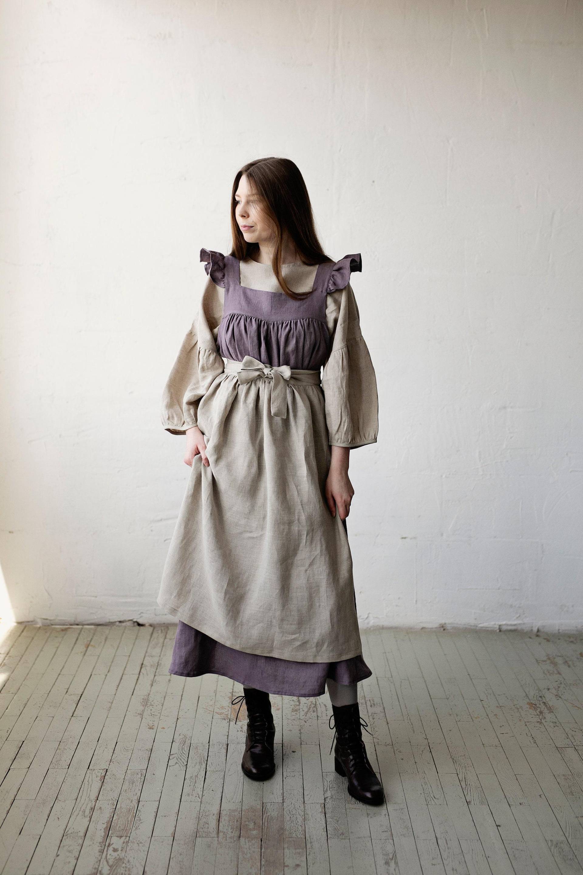 Natürliches Leinen Schürze Kleid Cottagecore Küchen Rock von allthebeautifullinen