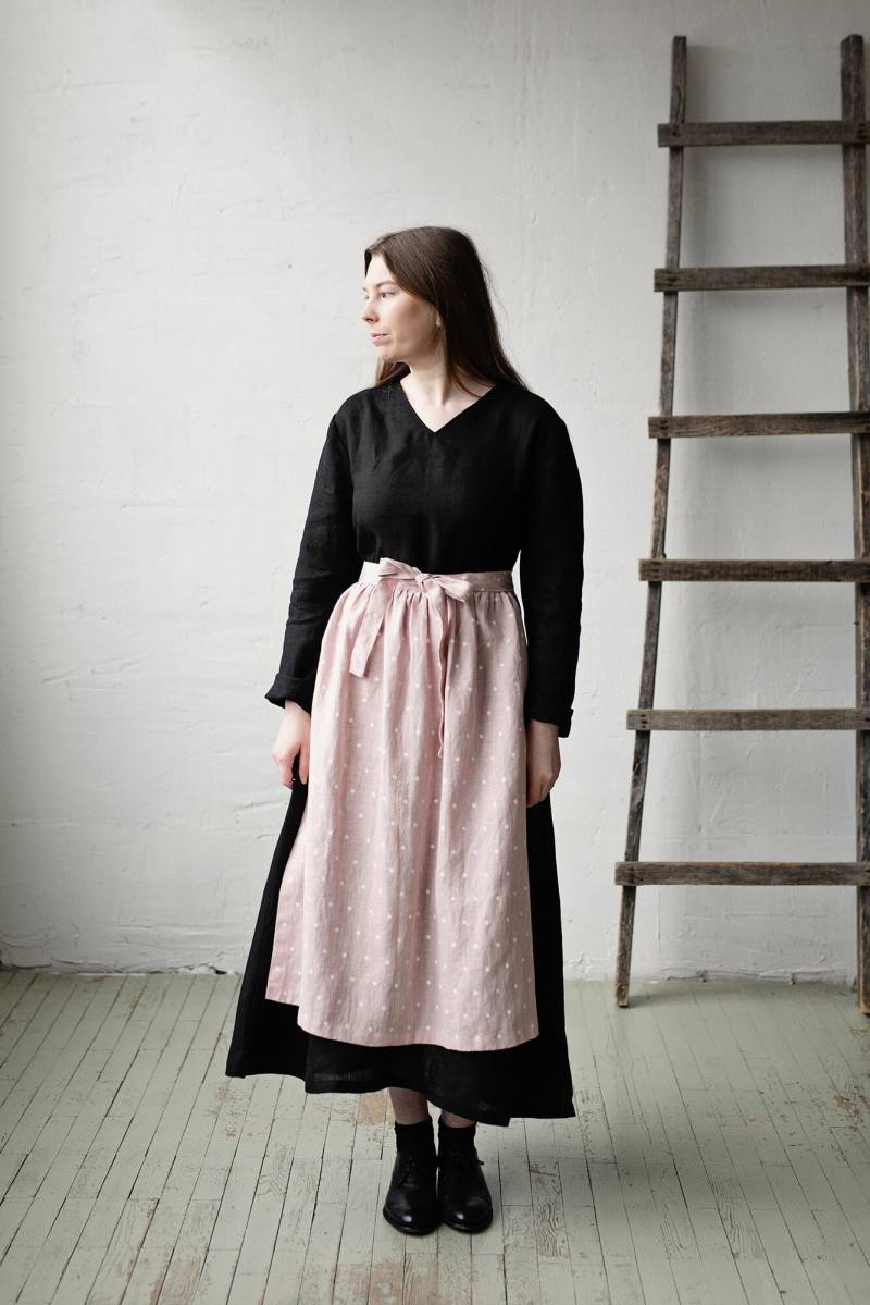 Pink Gepunktete Halbschürze Cottagecore Schürze Rock Für Frauen von allthebeautifullinen