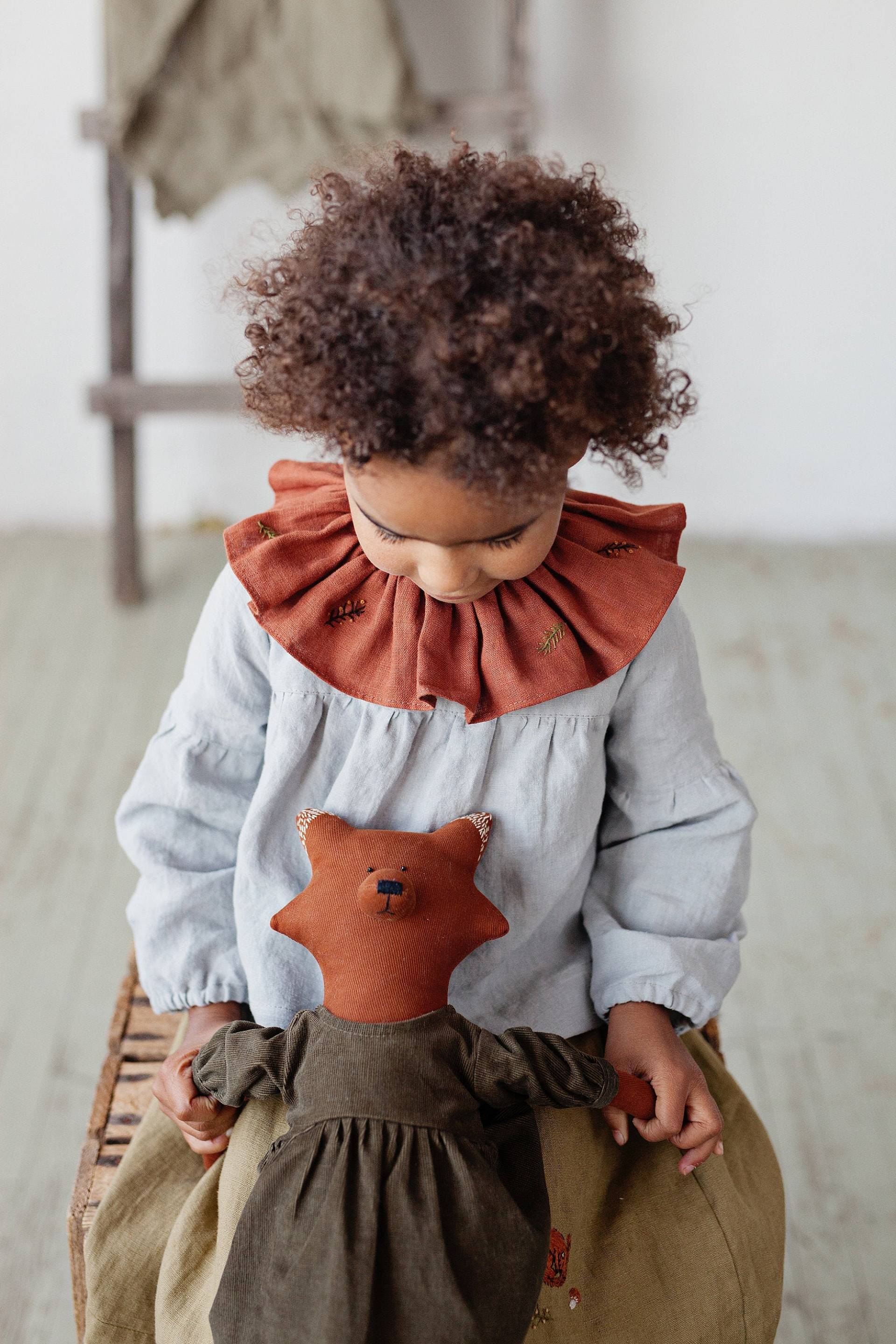 Rost Rüschen Leinen Kragen, Kragen Für Kinder, Ast Stickerei, Abnehmbarer Geschenk Kinder von allthebeautifullinen