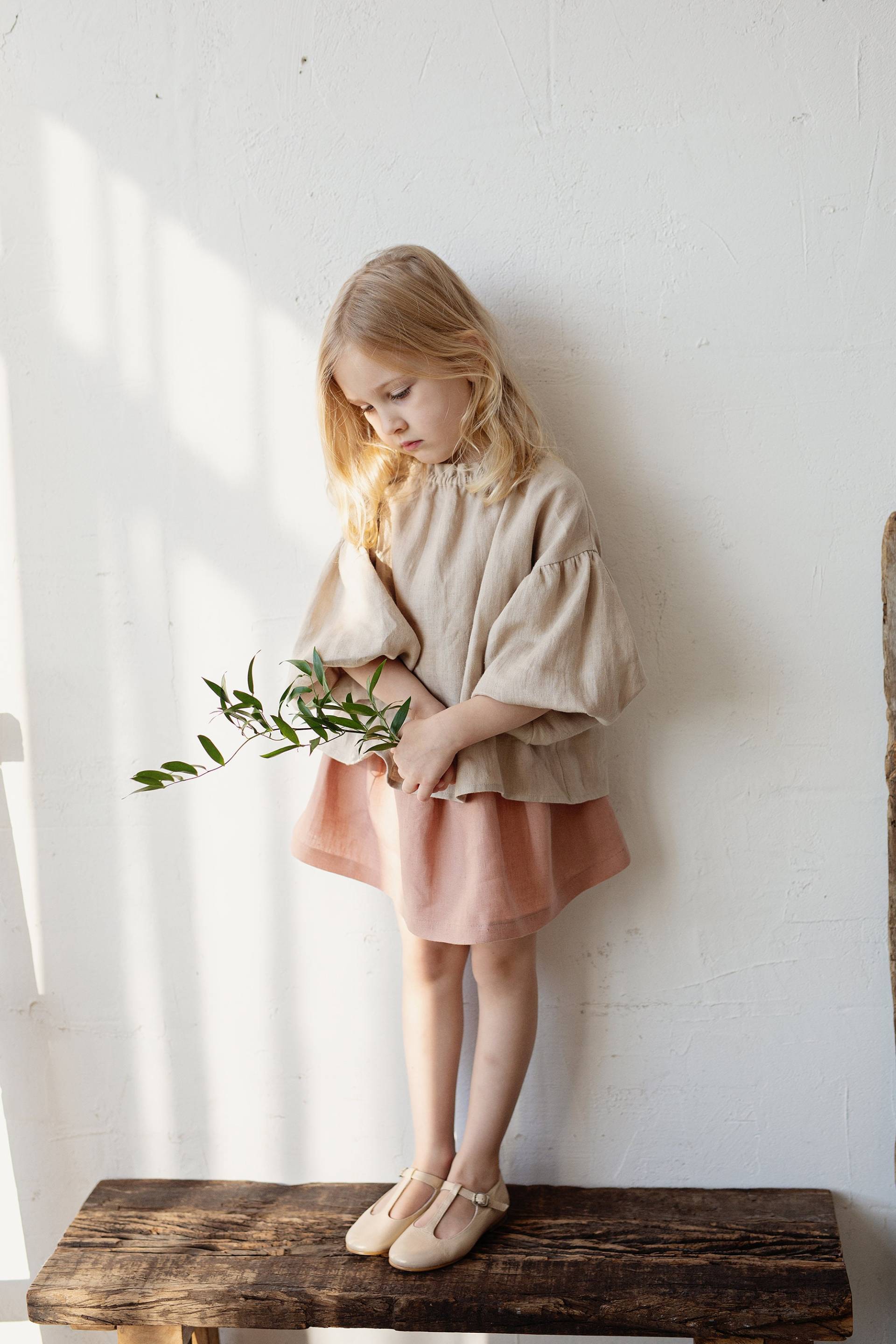 Sand Fallschirm Leinen Tunika, Verschiedene Stickereien, Shirt Für Mädchen, Langarm Mädchen Top, Baby von allthebeautifullinen