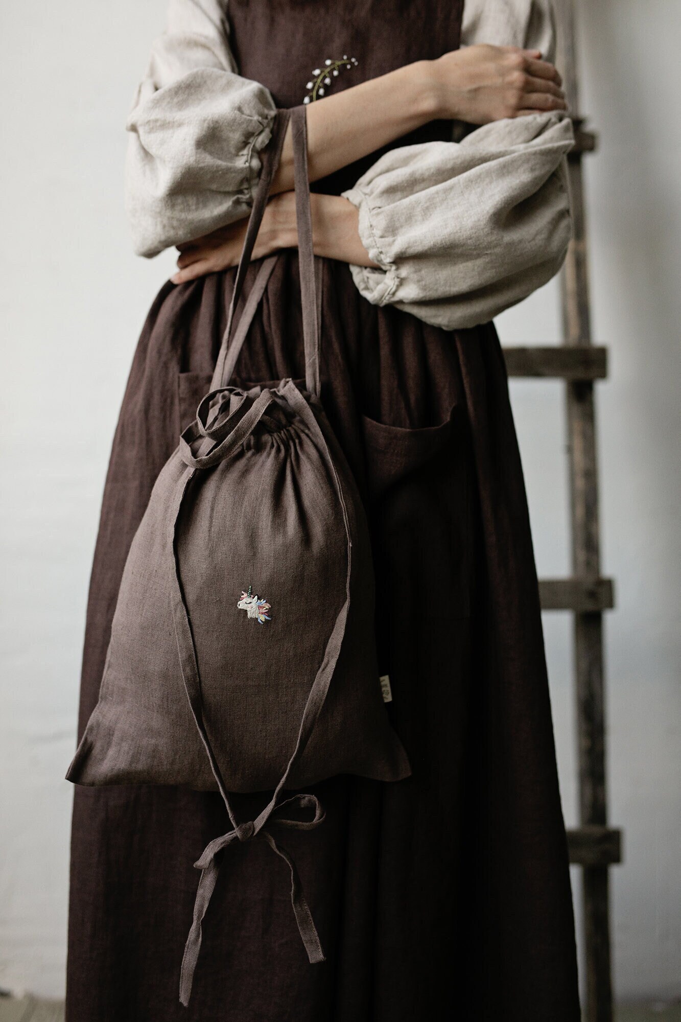 Umhängetasche Mit Griffen Einhorn Stickerei von allthebeautifullinen