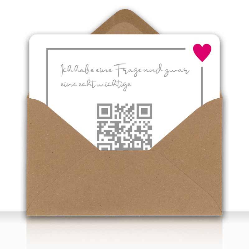 Karte Qr-Code Message Liebe " Ich Habe Eine Frage Und Zwar Echt Wichtige Mit Kraftpapier Din C6 Umschlag von allyours24