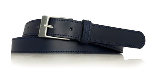 almela - Damen Gürtel - Schmales Rindsleder - 2,5 cm breit - Fein - Leder - 25 mm - Ledergürtel - Damengürtel - Frau - Echtleder (Navy blau, 100) von almela