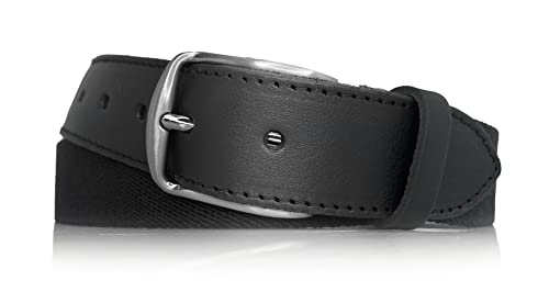 almela - Elastischer Gürtel für Damen und Herren kombiniert mit Rindsleder - 3,5 cm breit - 35 mm - Herrengürtel - Jeans, Kleid, Shorts... - Gürtelherren -Elastic belt von almela