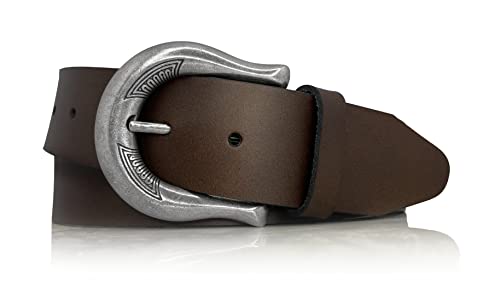 almela - Gürtel Damen - Echtem Leder - 4 cm breit - Ledergürtel - Damengürtel - 40mm - Gürteldamen - Jeansgürtel - Women's leather belt - Braun, 100 von almela