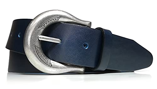 almela - Gürtel Damen - Echtem Leder - 4 cm breit - Ledergürtel - Damengürtel - 40mm - Gürteldamen - Jeansgürtel - Women's leather belt - Navy blau, 100 von almela