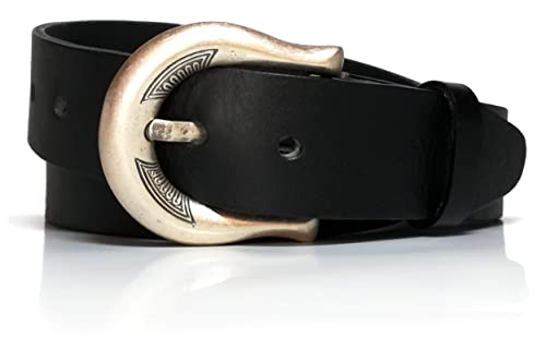 almela - Gürtel Damen - Echtem Leder - 4 cm breit - Ledergürtel - Damengürtel - 40mm - Gürteldamen - Jeansgürtel - Women's leather belt - Schwarz, 120 von almela