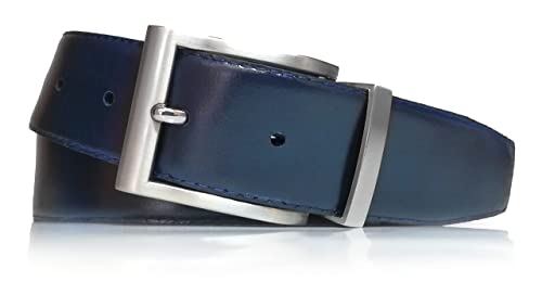 almela - Wendegürtel | Gürtel | Ledergürtel | Wendegürtel | Drehschnalle | 3,5 cm breit | Echtes Leder | 35 mm | Reversible men's belt (Schwarz/Blau | 35mm, 115) von almela