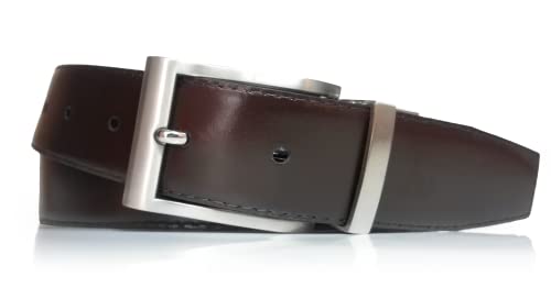 almela - Wendegürtel | Gürtel | Ledergürtel | Drehschnalle | 3 cm breit | Echtes Leder | 3 mm | Reversible men's belt (Schwarz/Braun | 30mm, 115) von almela