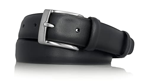 almela - Gürtel Herren - Nahtloses mattes Leder - Klassischer Stil - Herrengürtel - 3 cm breit - Gürtelherren - 30 mm - Ledergürtel - Men's leather belt - Schwarz, 100 von almela