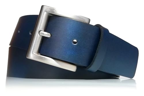 almela | Gürtel für Herren und Damen | Echtes Leder | 3,5 breit | 35 mm | Herrengürtel Damengürtel Ledergürtel Jeansgürtel | Kürzbar | Men's and women's leather belt | Navy blau 35mm, 110 von almela