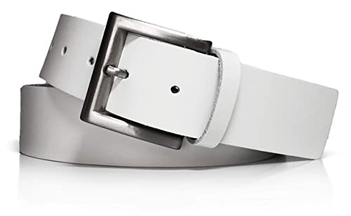 almela | Gürtel für Herren und Damen | Echtes Leder | 3,5 breit | 35 mm | Herrengürtel Damengürtel Ledergürtel Jeansgürtel | Kürzbar | Men's and women's leather belt | Weiß 35mm, 100 von almela