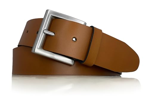 almela | Gürtel für Herren und Damen | Echtes Leder | 4 cm breit | 40 mm | Herrengürtel Damengürtel Ledergürtel Jeansgürtel | Kürzbar | Men's and women's leather belt | Hellbraun 40mm, 105 von almela