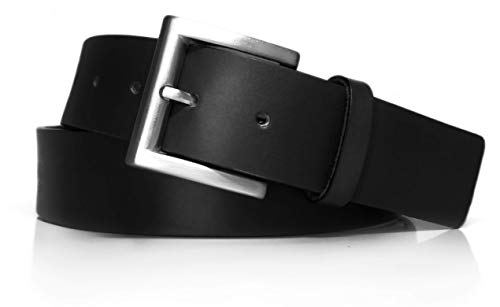 almela | Gürtel für Herren und Damen | Echtes Leder | 4 cm breit | 40 mm | Herrengürtel Damengürtel Ledergürtel Jeansgürtel | Kürzbar | Men's and women's leather belt | Schwarz 40mm, 105 von almela