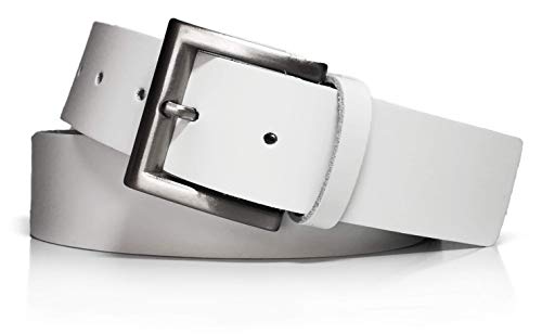 almela | Gürtel für Herren und Damen | Echtes Leder | 4 cm breit | 40 mm | Herrengürtel Damengürtel Ledergürtel Jeansgürtel | Kürzbar | Men's and women's leather belt | Weiß 40mm, 120 von almela