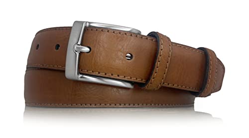 almela - Gürtel herren - Herrengürtel - Ledergürtel - Geprägtes Leder - Klassischer Stil - 3 cm breit - 30mm - Kürzbar - Men's leather belt - Hellbraun, 110 von almela