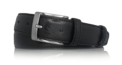 almela - Gürtel herren - Herrengürtel - Ledergürtel - Geprägtes Leder - Klassischer Stil - 3 cm breit - 30mm - Kürzbar - Men's leather belt - Schwarz, 95 von almela