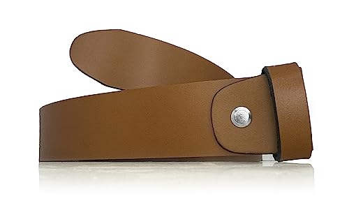 almela - Gürtel ohne Schnalle mit Schraube - Austauschbare Schnallen - 3,5 cm und 4 cm - echt Leder - 35mm und 40mm - Ledergürtel - Wechselgürtel (hellbraun (35 mm), 90) von almela