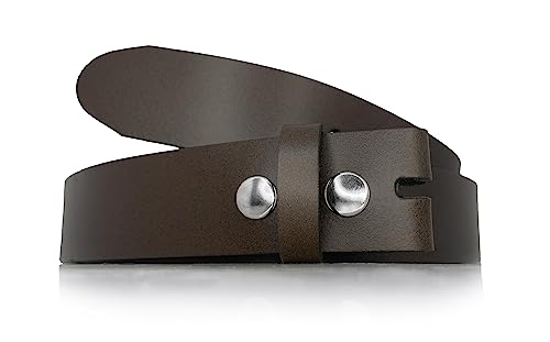 almela | Gürtel ohne schnalle | Herren und Damen | Wechselgürtel | Gürtelschnalle | 3,5 cm und 4 cm | Echtes Leder | Druckknöpfe | Belt without buckle | Braun (35mm), 105 von almela